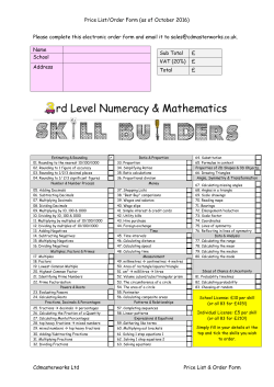 Price List/Order Form (as of October 2016) Cdmasterworks Ltd Price