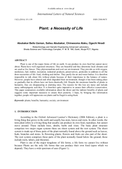 Plant: a Necessity of Life