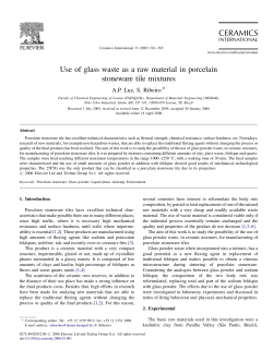 Use of glass waste as a raw material in porcelain stoneware tile