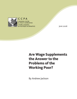 Are Wage Supplements the Answer to the Problems of the Working