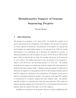 Bioinformatics Support of Genome Sequencing Projects Xiaoqiu