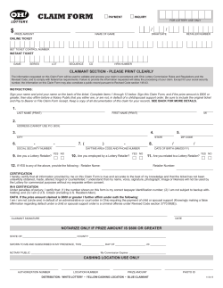 claim form - The Ohio Lottery