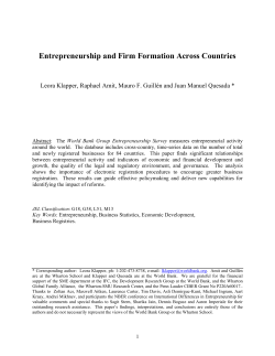 Entrepreneurship and Firm Formation Across