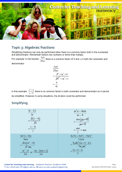 Topic 3: Algebraic fractions