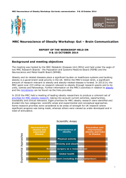 MRC Neuroscience of Obesity Workshop: Gut &ndash; Brain Communication
