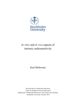 In vitro and in vivo aspects of intrinsic radiosensitivity