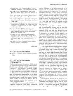 INTERSTATE COMMERCE INTERSTATE COMMERCE COMMISSION