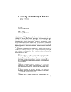 Chapter 5: UsingCreating a Community of Teachers and Tutors