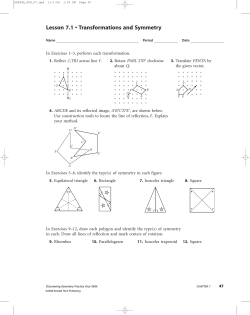 Lesson 7.1 &bull; Transformations and Symmetry