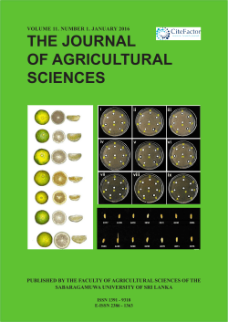 THE JOURNAL OF AGRICULTURAL SCIENCES