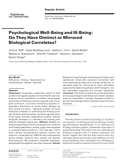Psychological Well-Being and Ill-Being: Do They Have Distinct or