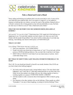 Student Handout Take a Stand and Lend a Hand