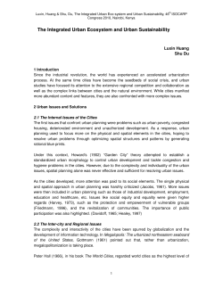 The Integrated Urban Ecosystem and Urban Sustainability