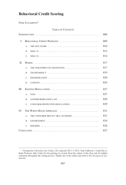 Behavioral Credit Scoring - The Georgetown Law Journal