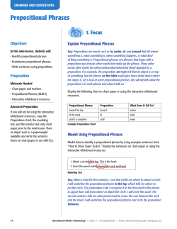 Prepositional Phrases - Benchmark Writer`s Workshop