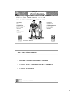 Legal and Compliance Issues for Joint Venture Arrangements