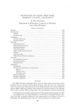 PEGMATITES OF EIGHT MILE PARK, FREMONT COUNTY