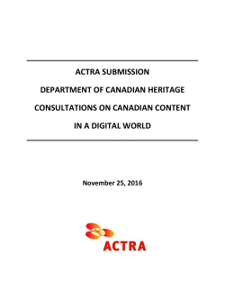 Consultations on Canadian Content in a Digital