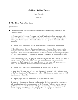 Guide to Writing Essays - Nipissing University Word
