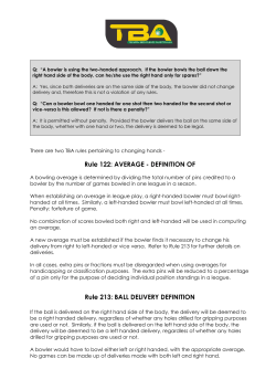 Rule 122: AVERAGE - DEFINITION OF Rule 213: BALL DELIVERY