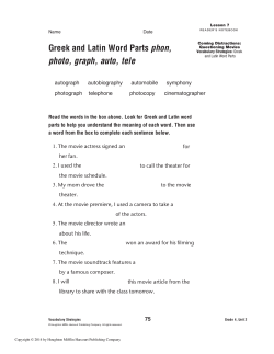Greek and Latin Word Parts phon, photo, graph, auto, tele