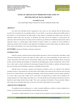 STUDY OF ADOLESCENCE PROBLEMS IN RELATION TO