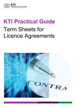 KTI Practical Guide Term Sheets for Licence Agreements