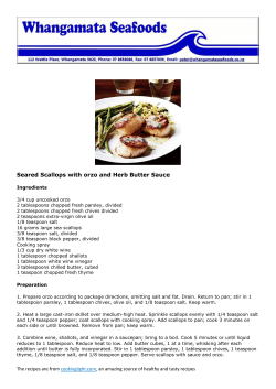 Seared Scallops with orzo and Herb Butter Sauce