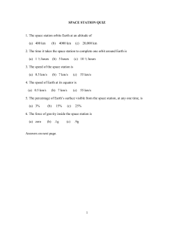 1 SPACE STATION QUIZ 1. The space station orbits Earth at