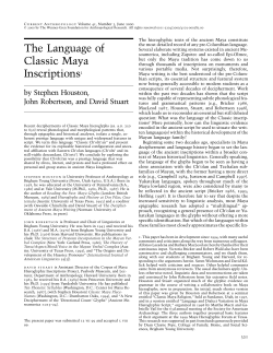 The Language of Classic Maya Inscriptions1