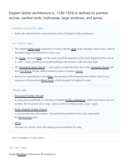 English Gothic architecture (c. 1180-1520) is defined by