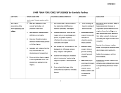 UNIT PLAN FOR SONGS OF SILENCE by Curdella Forbes