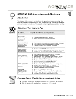 Apprenticeship and Mentoring