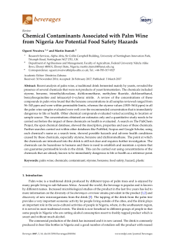 Chemical Contaminants Associated with Palm Wine from Nigeria
