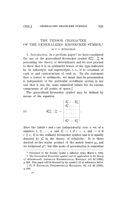 the tensor character of the generalized kronecker