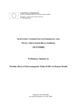 Possible effects of Electromagnetic Fields (EMF) on Human Health