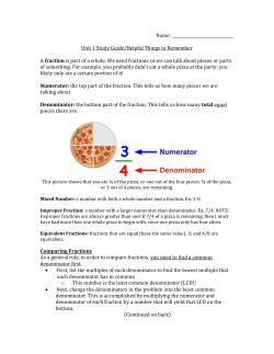 Unit 1 Fraction Study Guide