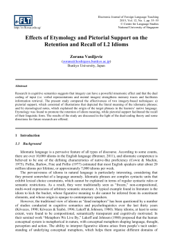 Effects of Etymology and Pictorial Support on the Retention and