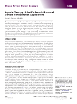 Aquatic Therapy: Scientific Foundations and Clinical