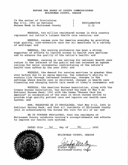 Nurses Week in Multnomah County PROCLAMATION 91