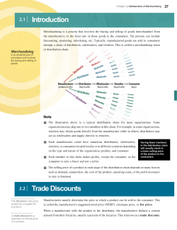 2.1 | Introduction 2.2 | Trade Discounts