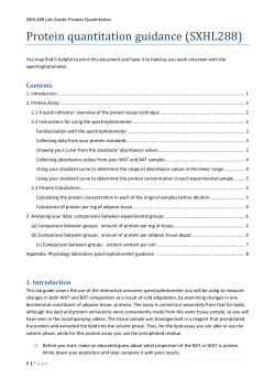 Protein quantitation guidance (SXHL288)