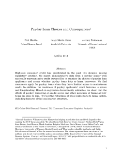 Payday Loan Choices and Consequences1
