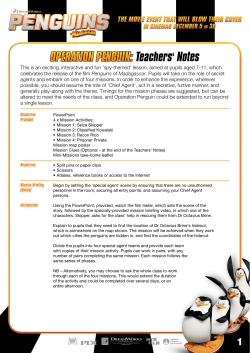 OPERATION PENGUIN: Teachers` Notes