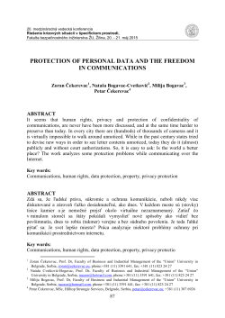 Protection of personal data and the freedom in communications