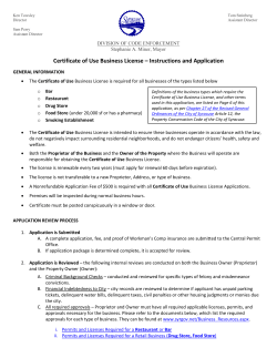 Certificate of Use Business License – Instructions