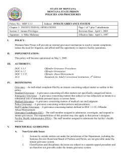 INMATE GRIEVANCE SYSTEM
