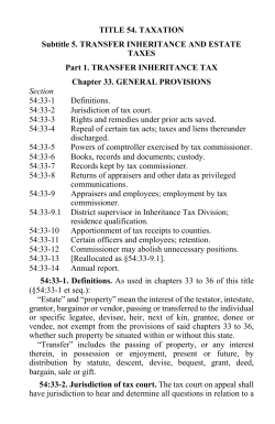 TITLE 54. TAXATION Subtitle 5. TRANSFER INHERITANCE AND