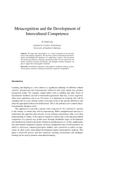 Metacognition and the Development of Intercultural