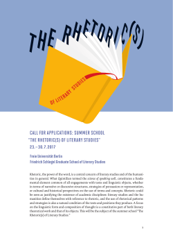 summer school &ldquo;the rhetoric(s) of literary studies&rdquo;